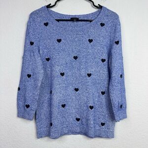 Talbots Sweater Womens M‎ Blue Heart Romantic Preppy Career Academia Classic